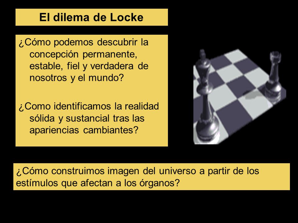El dilema de Locke ¿Cómo podemos descubrir la concepción permanente, estable, fiel y verdadera de nosotros y el mundo