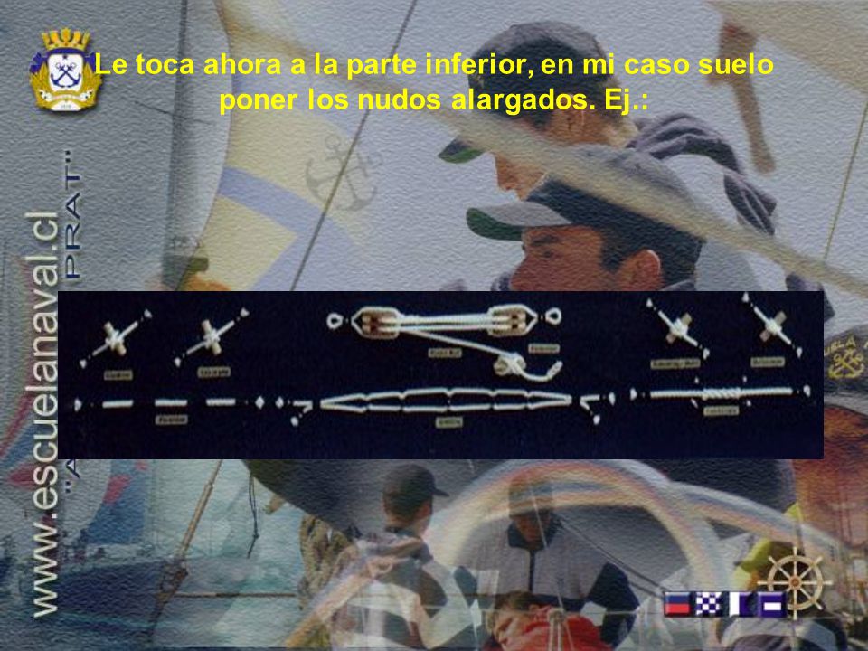 Le toca ahora a la parte inferior, en mi caso suelo poner los nudos alargados. Ej.: