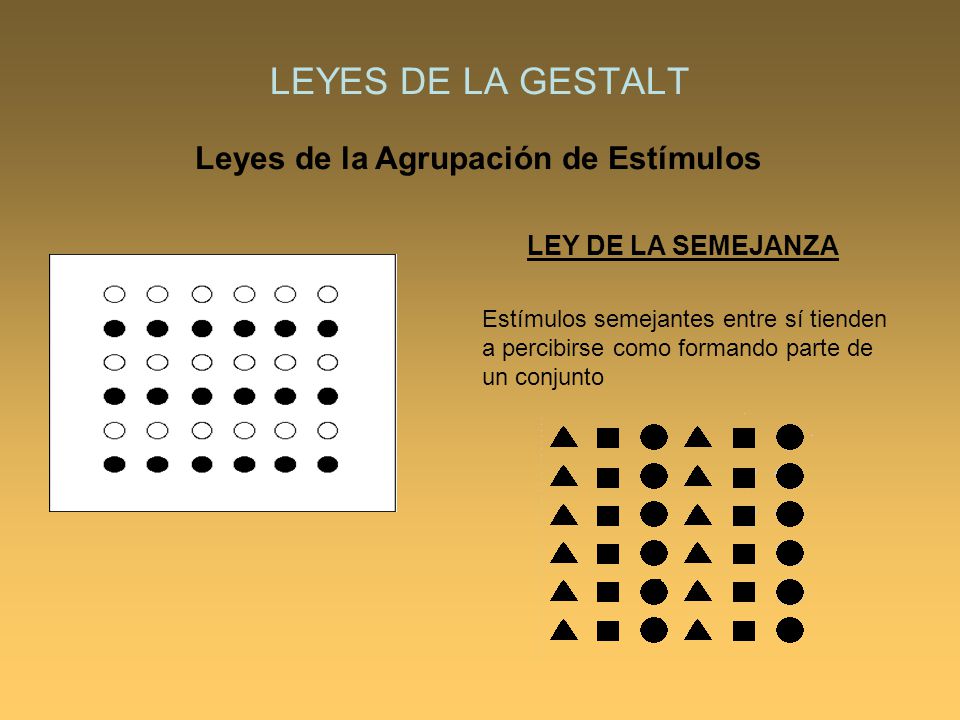 LEYES DE LA GESTALT Leyes de la Agrupación de Estímulos