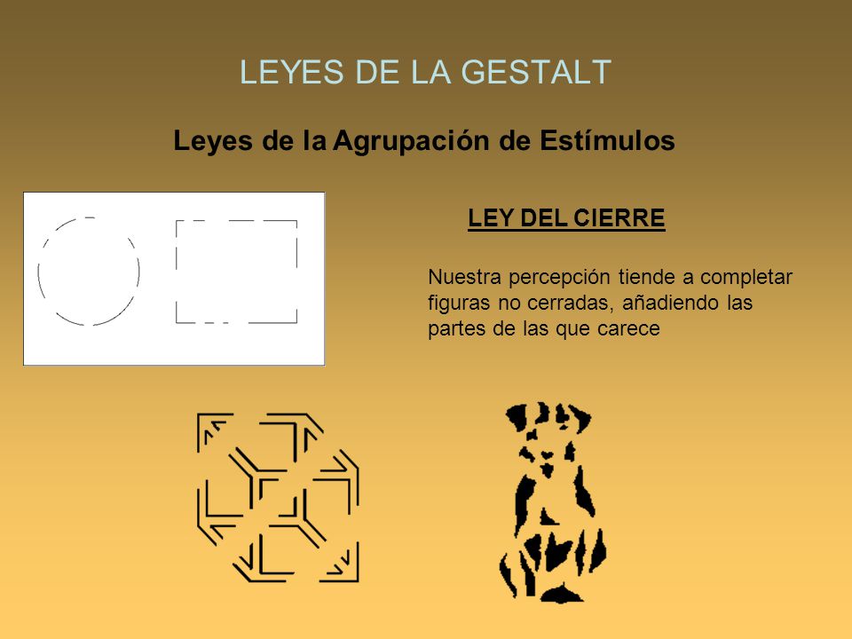 LEYES DE LA GESTALT Leyes de la Agrupación de Estímulos LEY DEL CIERRE
