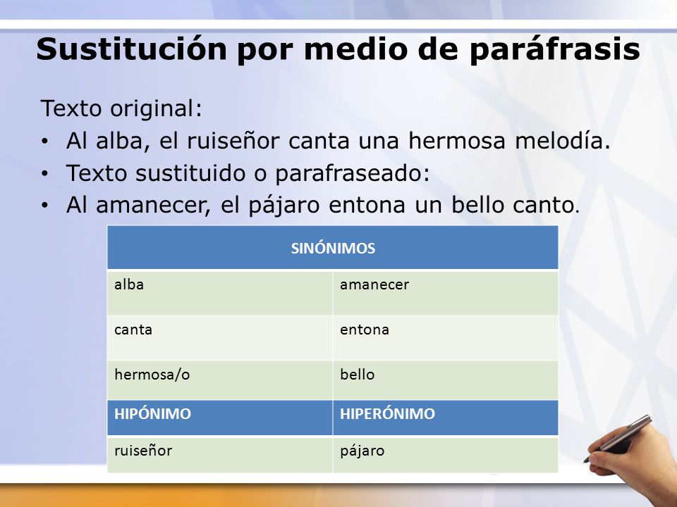 Sustitución por medio de paráfrasis