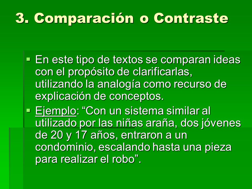 3. Comparación o Contraste