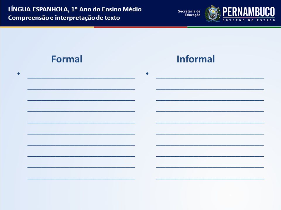 LÍNGUA ESPANHOLA, 1º Ano do Ensino Médio