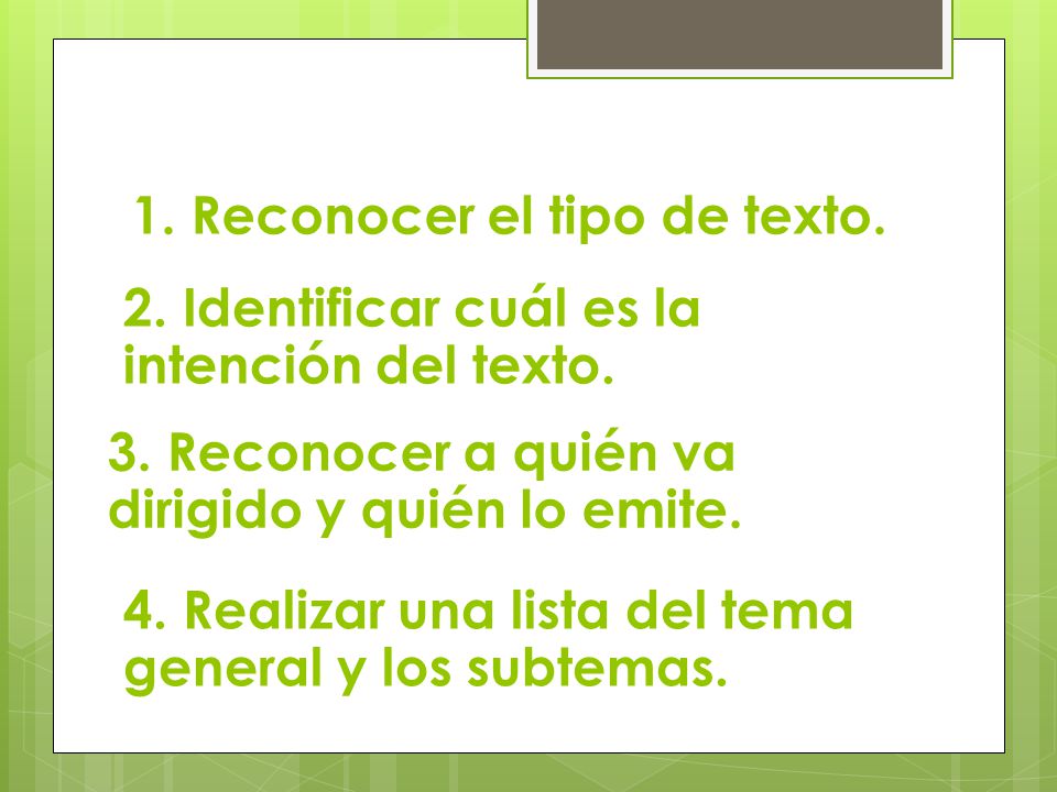 1. Reconocer el tipo de texto.