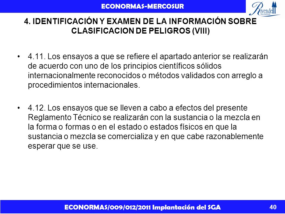 4. IDENTIFICACIÓN Y EXAMEN DE LA INFORMACIÓN SOBRE CLASIFICACION DE PELIGROS (VIII)
