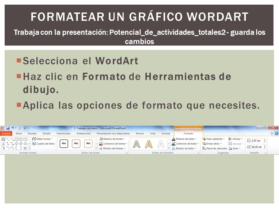 Formatear un gráfico WordArt