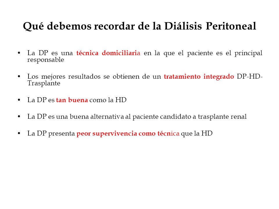 Qué debemos recordar de la Diálisis Peritoneal
