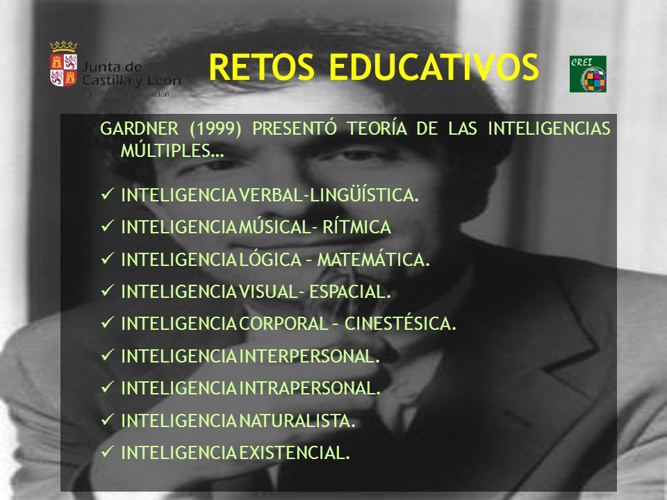 RETOS EDUCATIVOS GARDNER (1999) PRESENTÓ TEORÍA DE LAS INTELIGENCIAS MÚLTIPLES… INTELIGENCIA VERBAL-LINGÜÍSTICA.