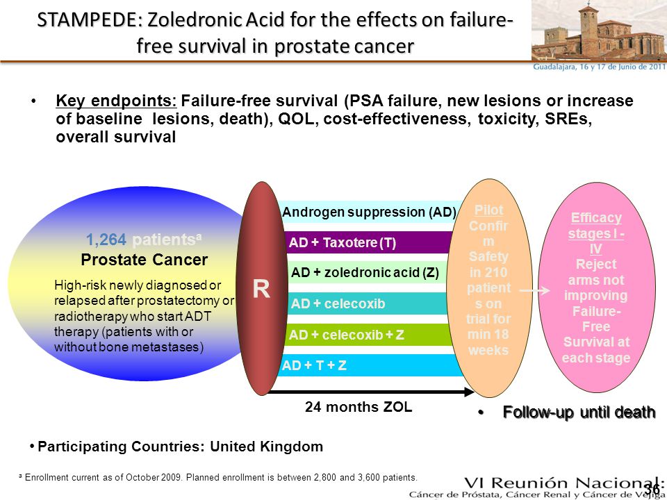 STAMPEDE: Zoledronic Acid for the effects on failure-free survival in prostate cancer