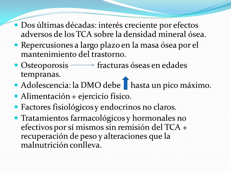 Dos últimas décadas: interés creciente por efectos adversos de los TCA sobre la densidad mineral ósea.