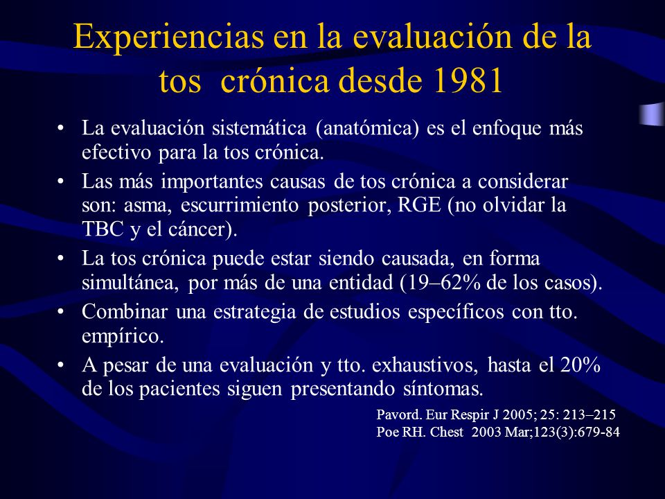 Experiencias en la evaluación de la tos crónica desde 1981
