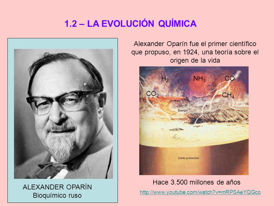 1.2 – LA EVOLUCIÓN QUÍMICA Alexander Oparín fue el primer científico
