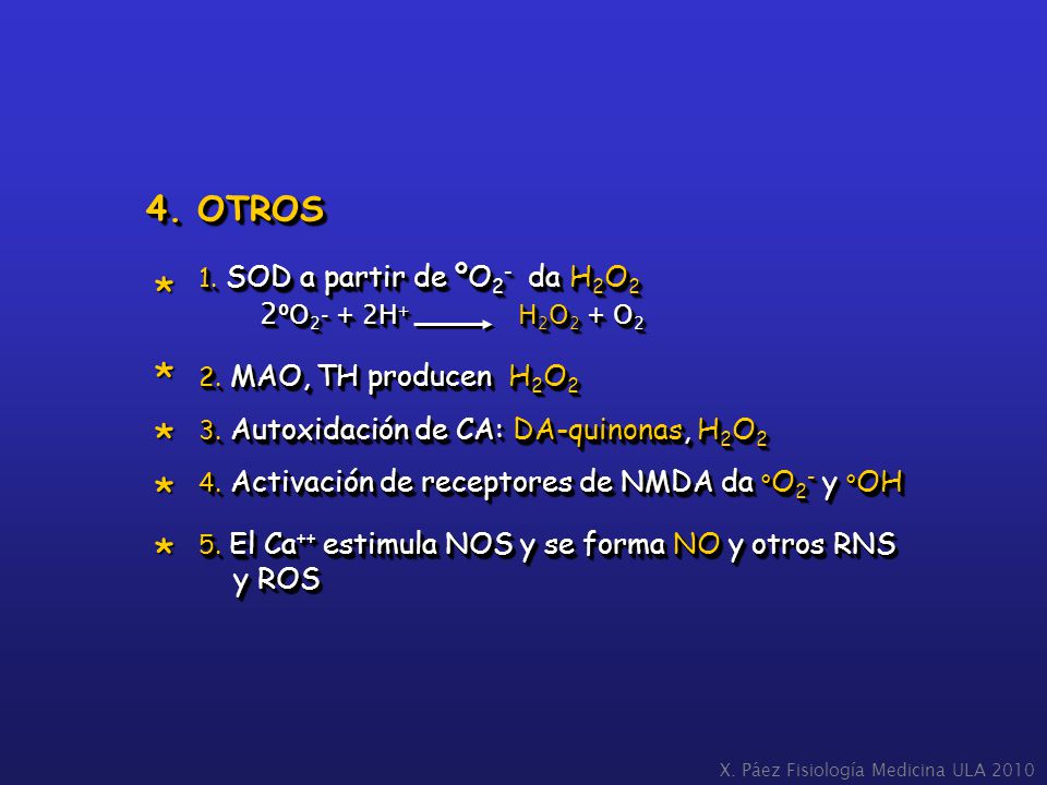* * * * * 4. OTROS 1. SOD a partir de ºO2- da H2O2