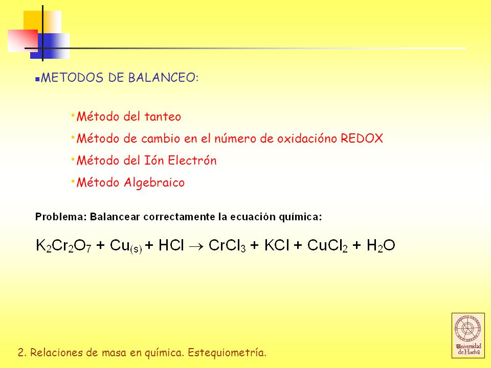 METODOS DE BALANCEO: Método del tanteo. Método de cambio en el número de oxidacióno REDOX. Método del Ión Electrón.