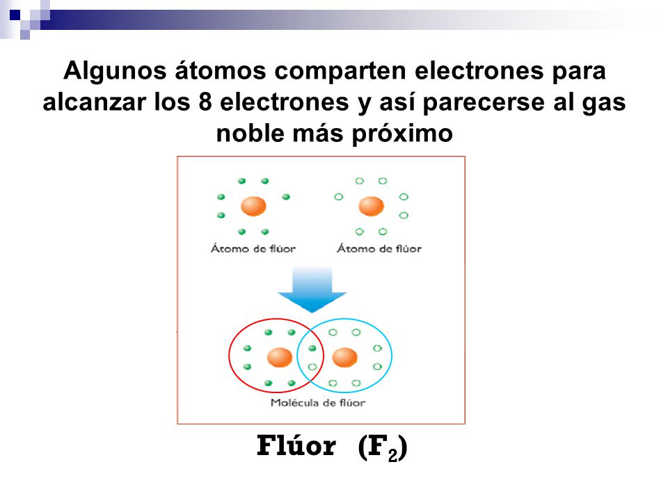 Algunos átomos comparten electrones para alcanzar los 8 electrones y así parecerse al gas noble más próximo