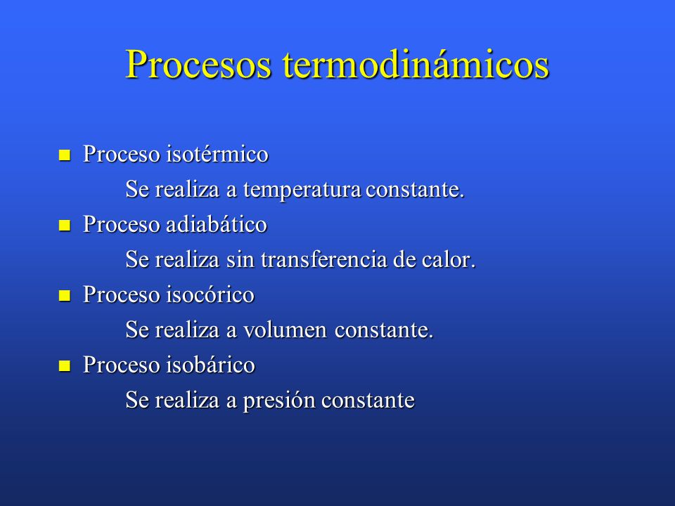Procesos termodinámicos