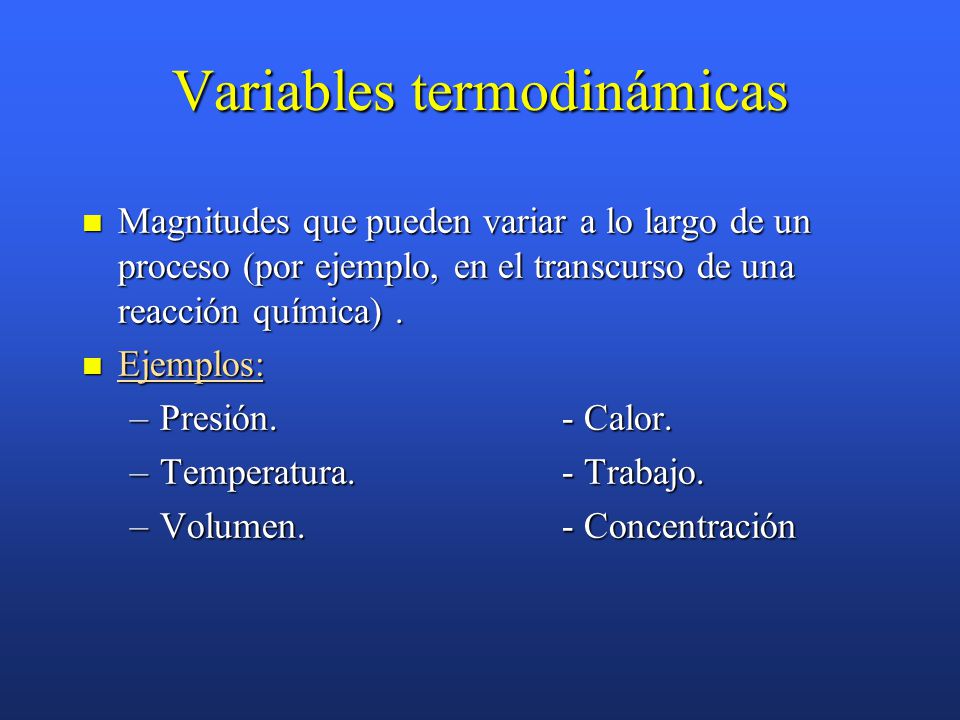 Variables termodinámicas