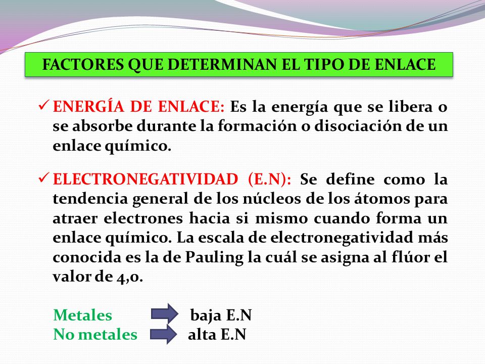 FACTORES QUE DETERMINAN EL TIPO DE ENLACE