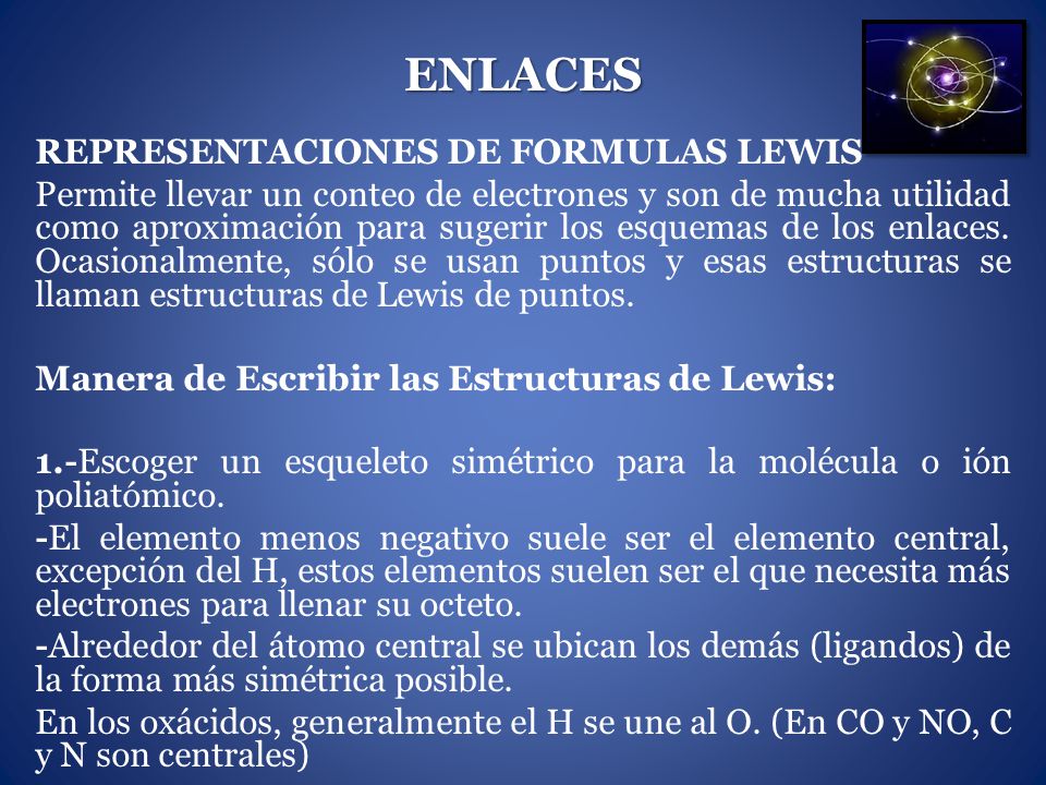 ENLACES REPRESENTACIONES DE FORMULAS LEWIS