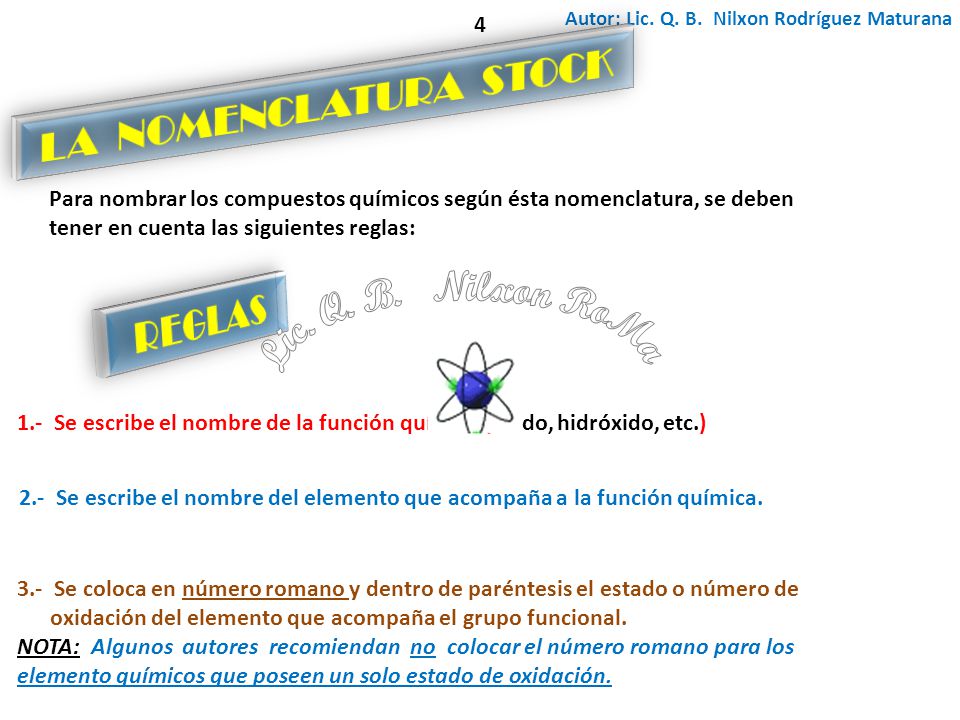 Lic. Q. B. Nilxon RoMa LA NOMENCLATURA STOCK REGLAS 4