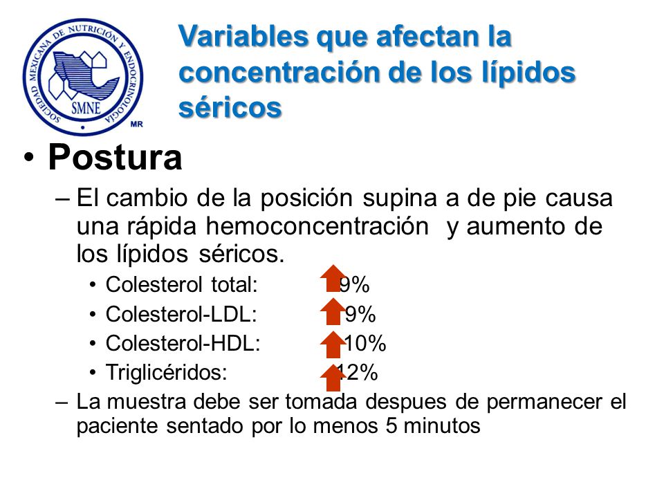 Postura Variables que afectan la concentración de los lípidos séricos