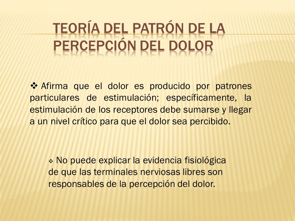 Teoría del Patrón de la Percepción del Dolor