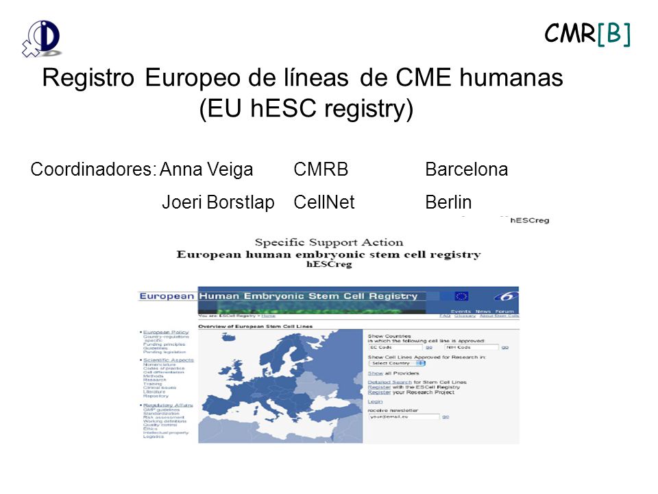 Registro Europeo de líneas de CME humanas (EU hESC registry)