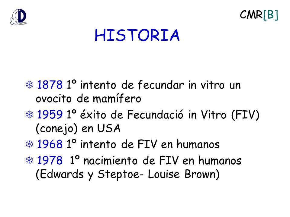 CMR[B] HISTORIA.  º intento de fecundar in vitro un ovocito de mamífero.  º éxito de Fecundació in Vitro (FIV) (conejo) en USA.