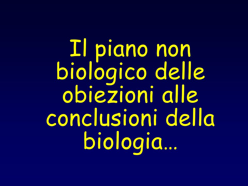 Il piano non biologico delle obiezioni alle conclusioni della biologia…