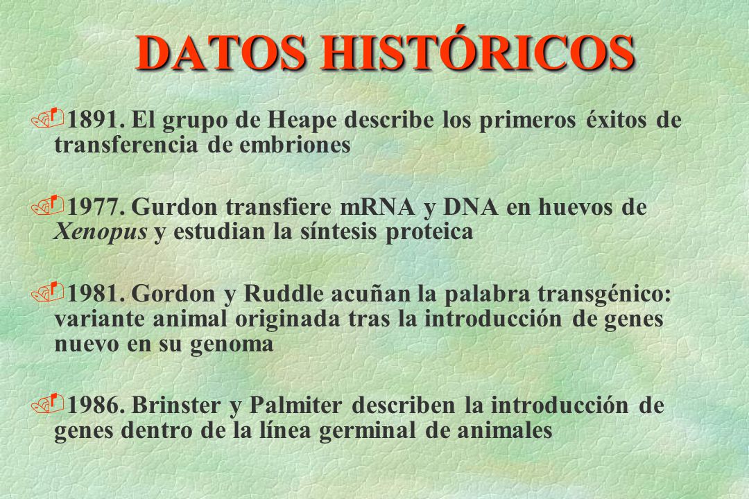DATOS HISTÓRICOS El grupo de Heape describe los primeros éxitos de transferencia de embriones.