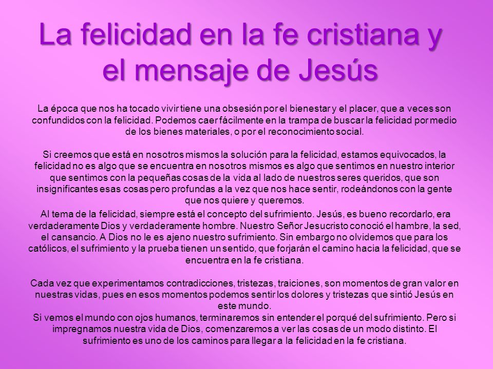 La felicidad en la fe cristiana y el mensaje de Jesús