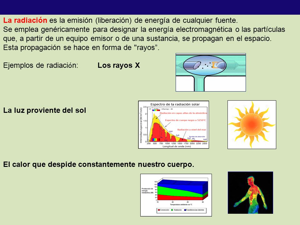 La radiación es la emisión (liberación) de energía de cualquier fuente.