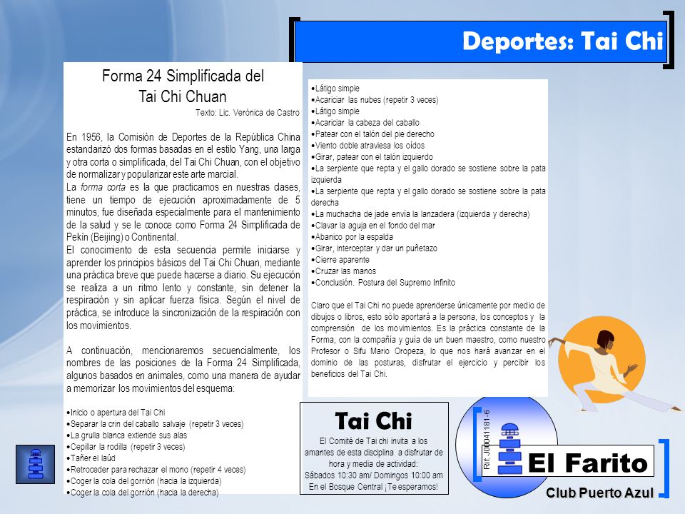 Deportes: Tai Chi Tai Chi Forma 24 Simplificada del Tai Chi Chuan