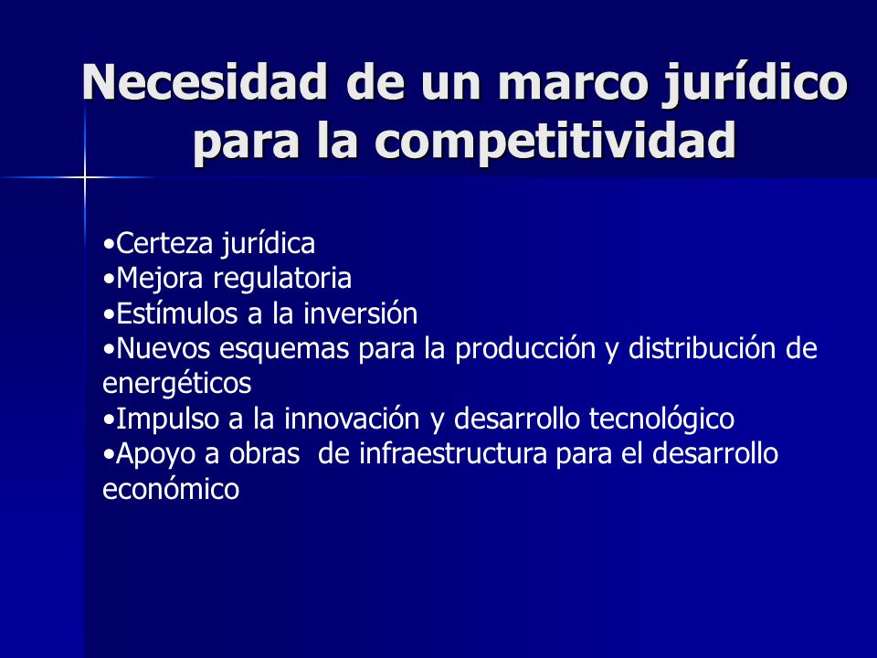 Necesidad de un marco jurídico para la competitividad