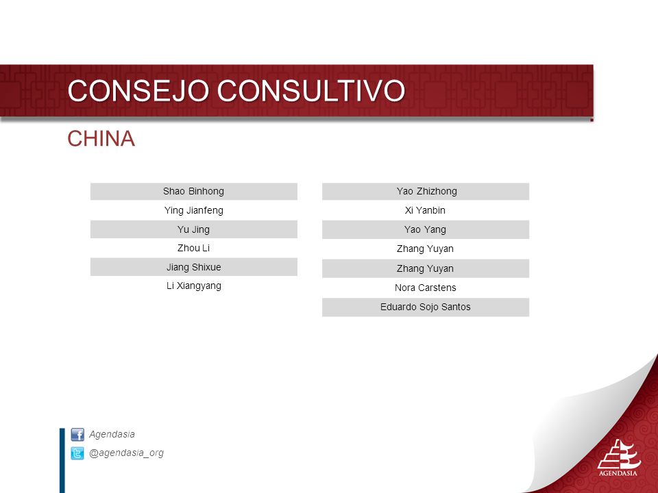 CONSEJO CONSULTIVO CHINA Shao Binhong Ying Jianfeng Yu Jing Zhou Li