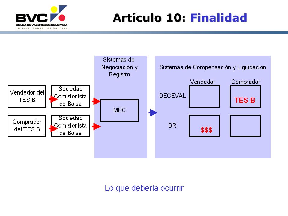 Artículo 10: Finalidad TES B $$$ Lo que debería ocurrir