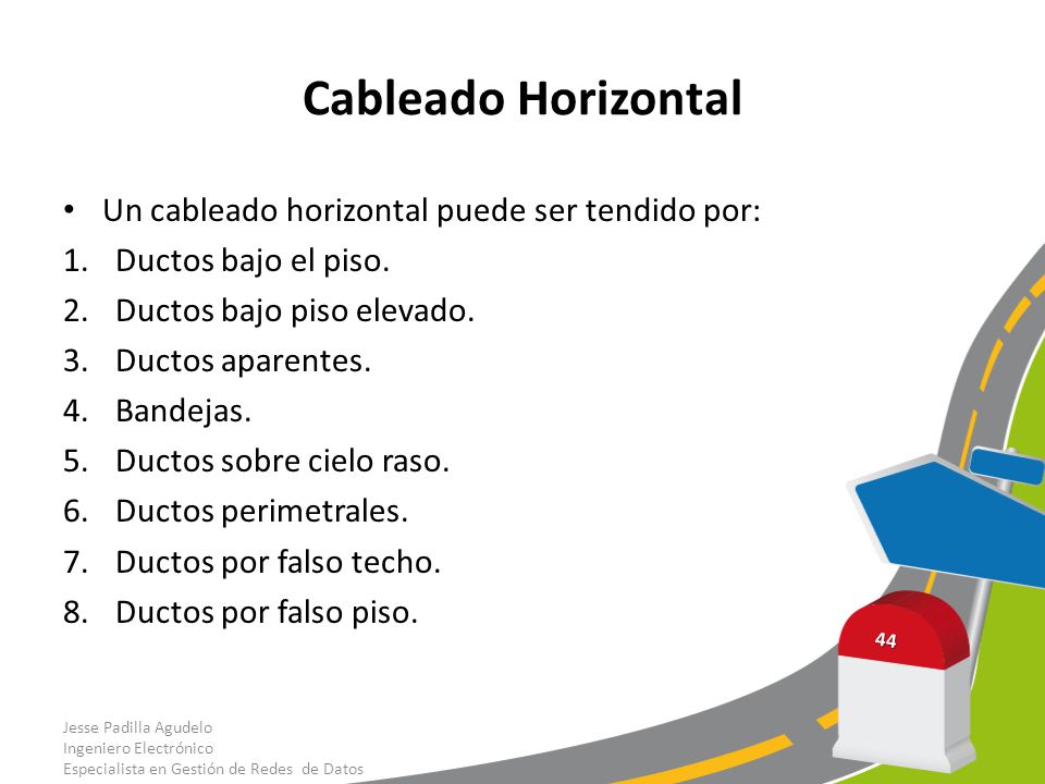 Cableado Horizontal Un cableado horizontal puede ser tendido por: