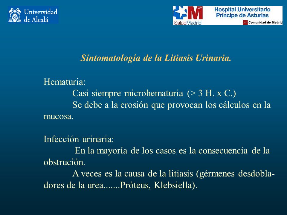 Sintomatología de la Litiasis Urinaria.