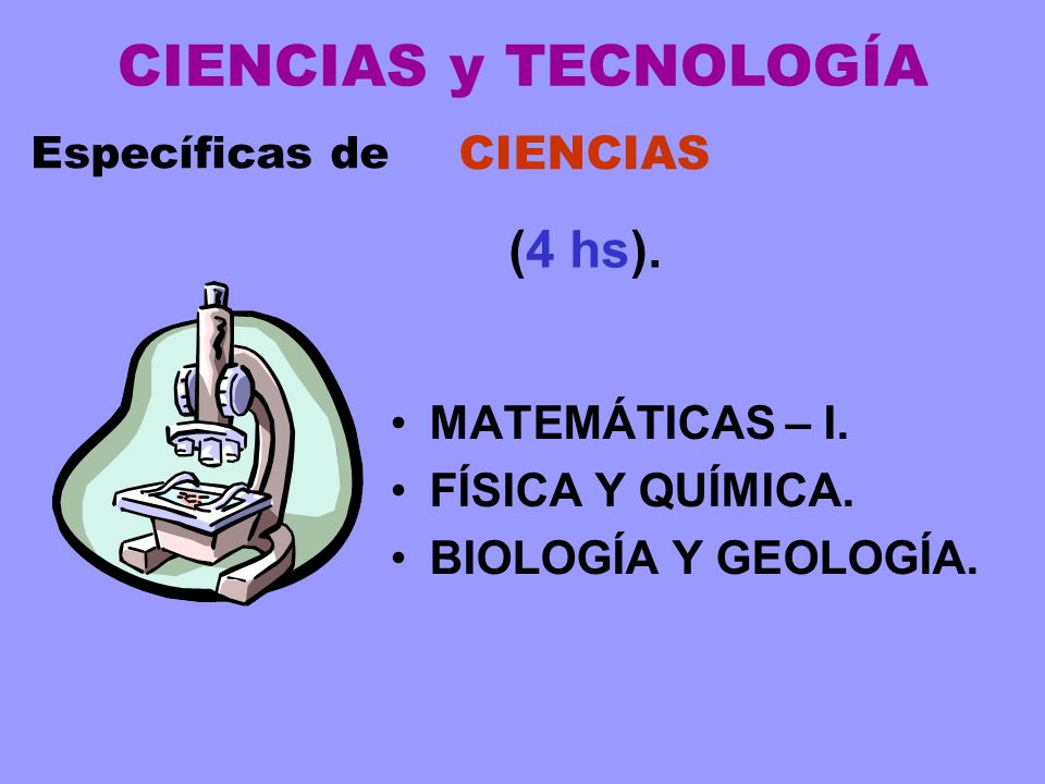 CIENCIAS y TECNOLOGÍA (4 hs). CIENCIAS MATEMÁTICAS – I.