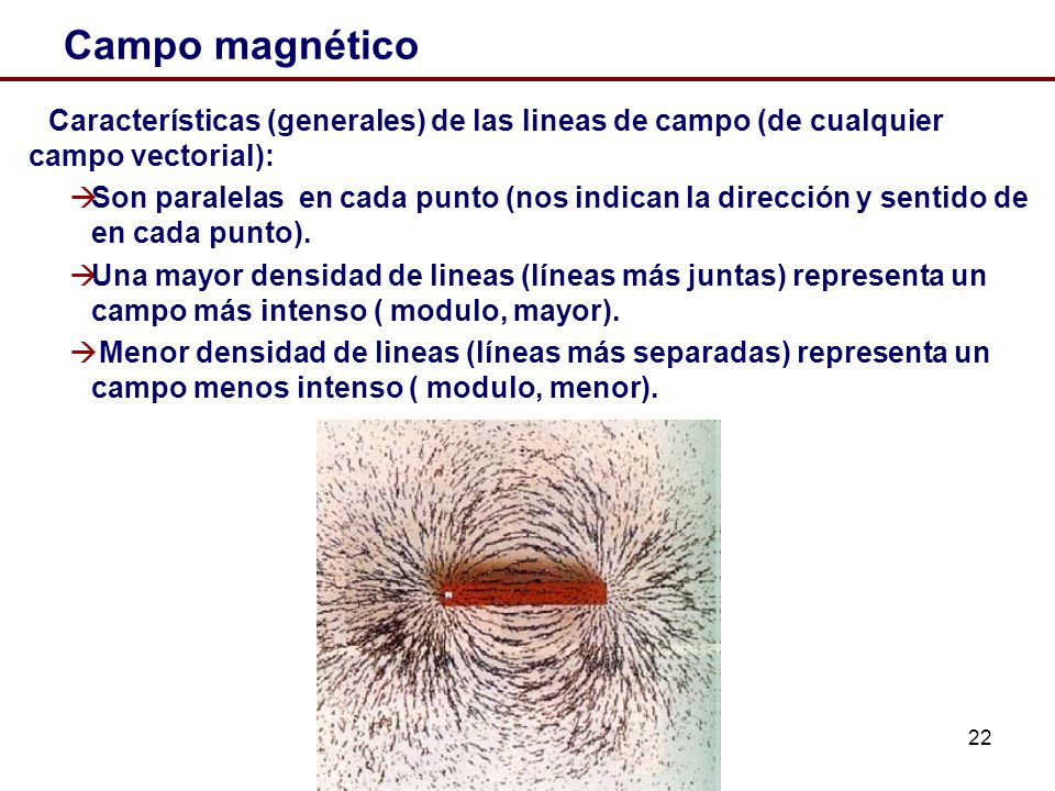 Campo magnético Características (generales) de las lineas de campo (de cualquier campo vectorial):