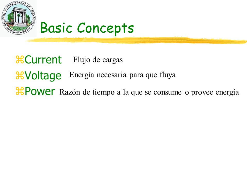 Basic Concepts Current Voltage Power Flujo de cargas