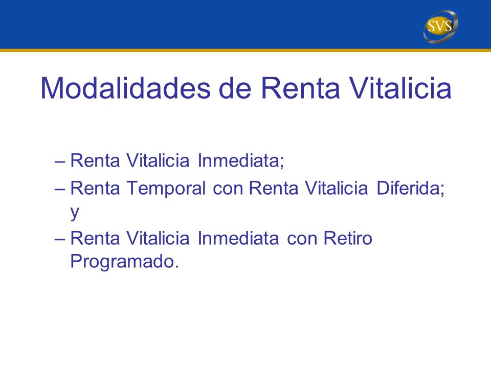 Modalidades de Renta Vitalicia