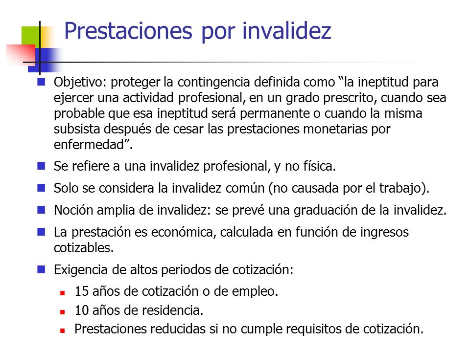 Prestaciones por invalidez