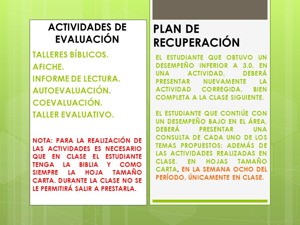 ACTIVIDADES DE EVALUACIÓN