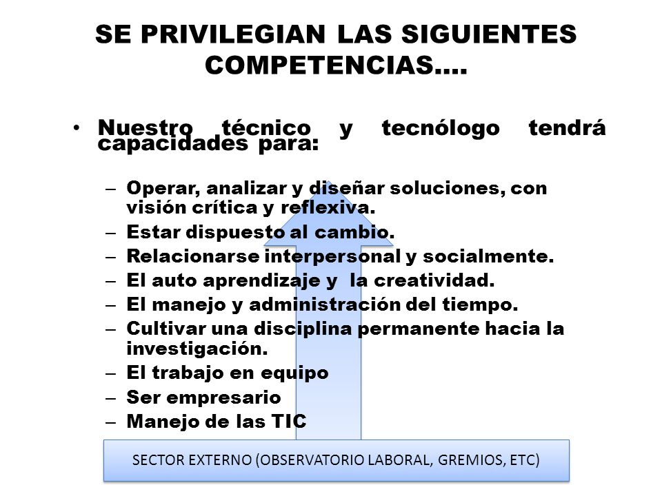 SE PRIVILEGIAN LAS SIGUIENTES COMPETENCIAS….