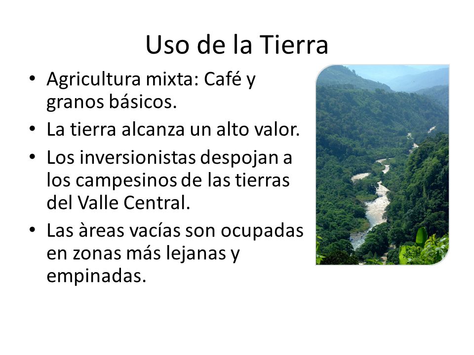 Uso de la Tierra Agricultura mixta: Café y granos básicos.