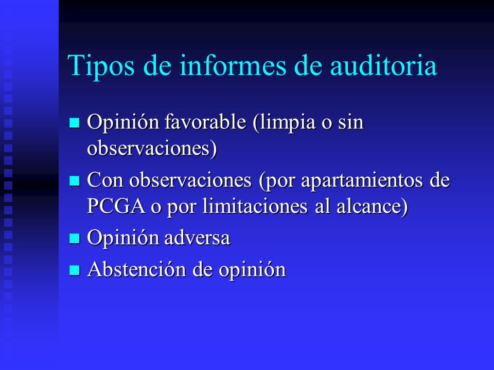 Tipos de informes de auditoria