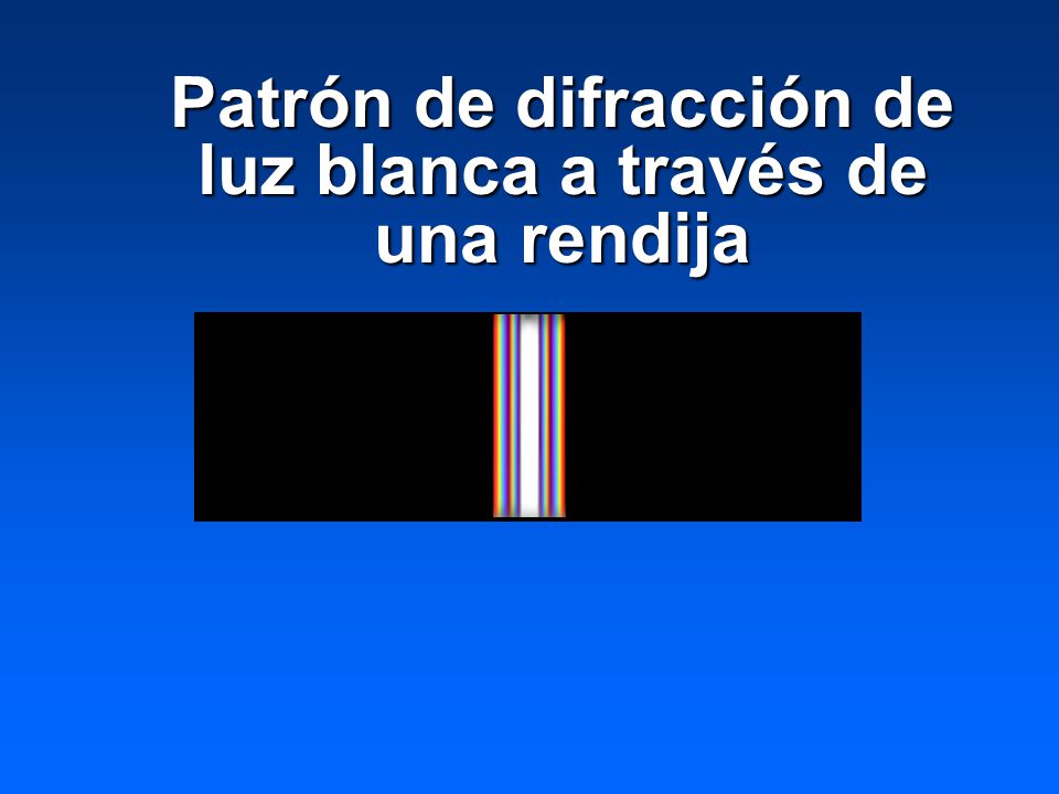 Patrón de difracción de luz blanca a través de una rendija
