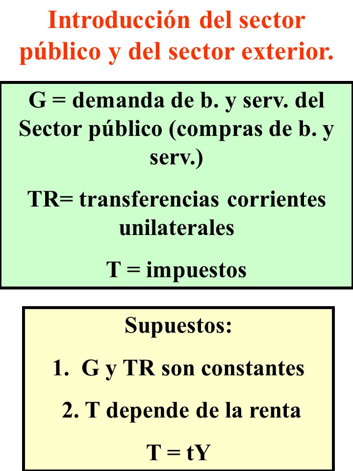 Introducción del sector público y del sector exterior.