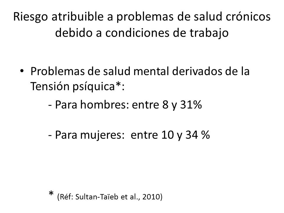 Riesgo atribuible a problemas de salud crónicos debido a condiciones de trabajo
